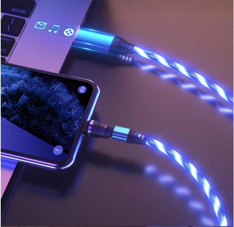 540 Rotate Luminous Magnetic Cable 3A Fast Charging Mobile Phone Charge Cable For LED Micro USB Type C For I Phone Cable - Image 9