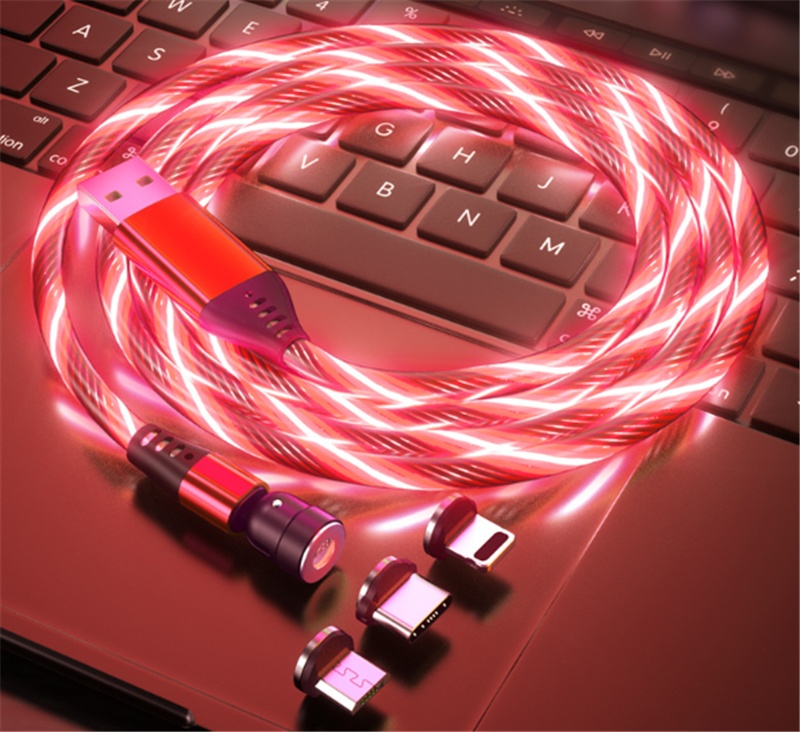 540 Rotate Luminous Magnetic Cable 3A Fast Charging Mobile Phone Charge Cable For LED Micro USB Type C For I Phone Cable - Image 3