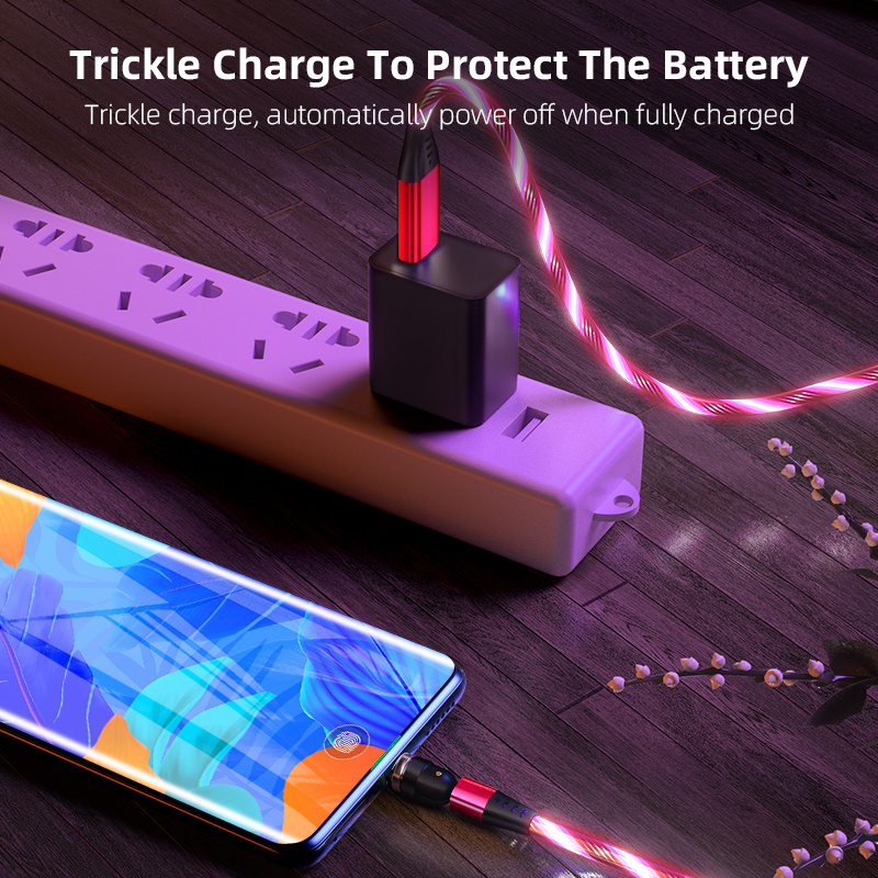 540 Rotate Luminous Magnetic Cable 3A Fast Charging Mobile Phone Charge Cable For LED Micro USB Type C For I Phone Cable - Image 4